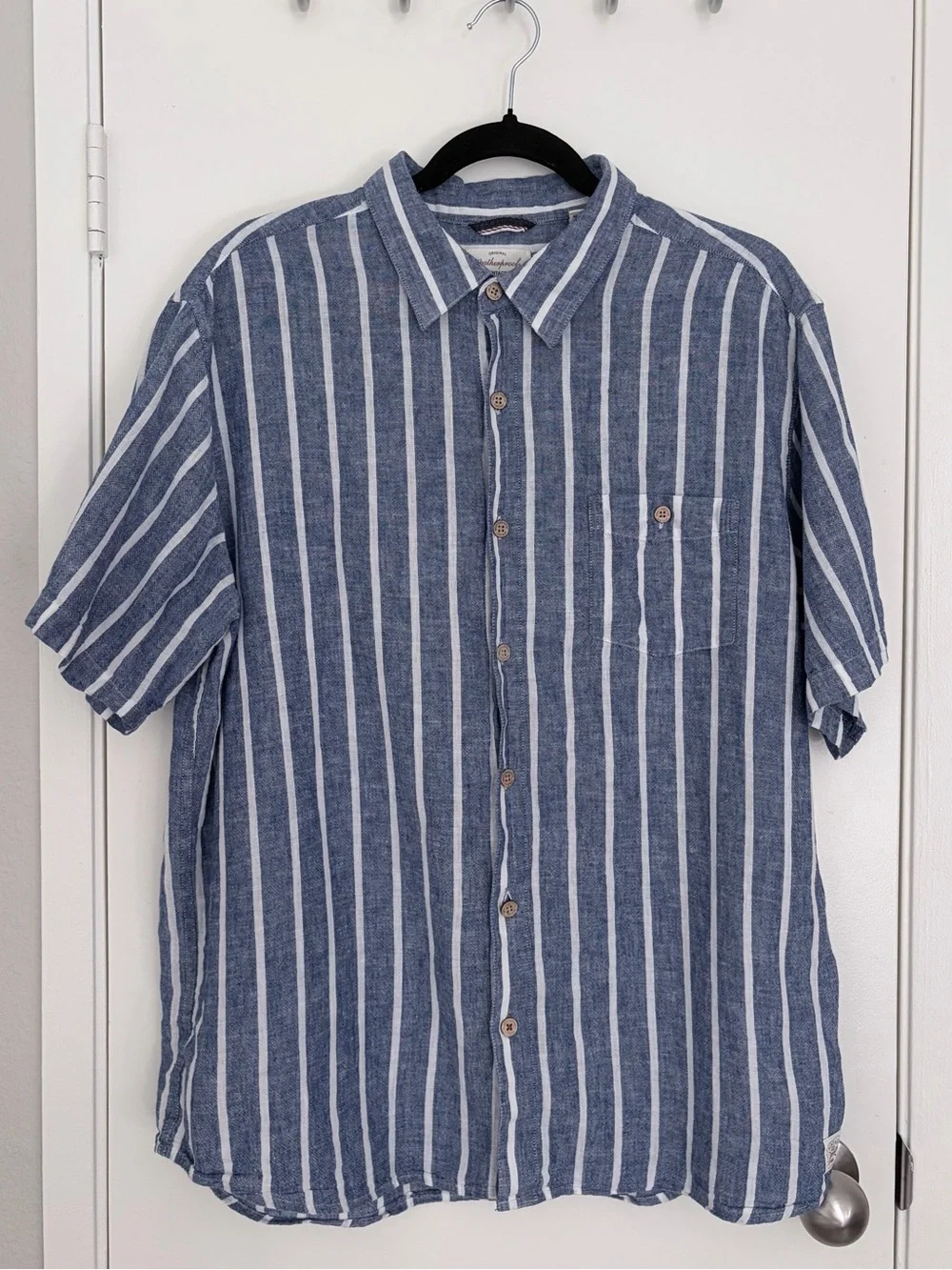 Weatherproof Vintage Linen Cotton Striped Button-Down Shirt